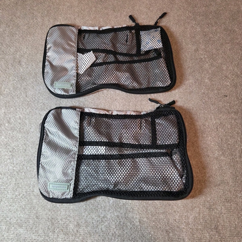 Amazon Basics 2 Piece Slim Packing Cubes Grey Ripstop Nylon Travel Organizer